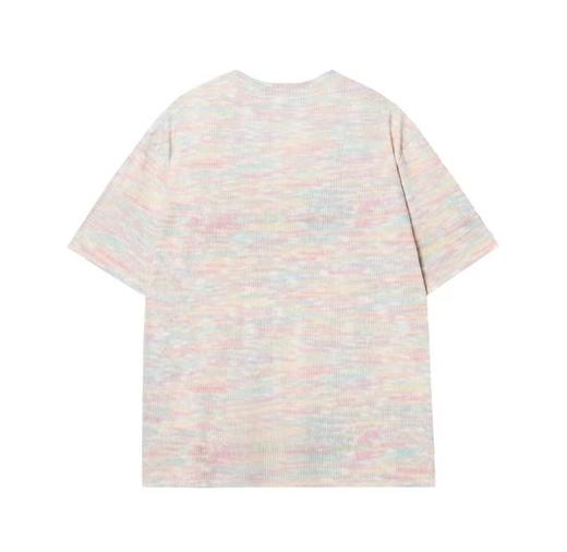 T719夏季新款彩虹编织男女短袖时尚百搭T恤潮流休闲宽松上衣 商品图5