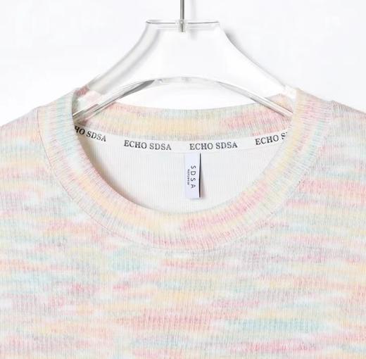 T719夏季新款彩虹编织男女短袖时尚百搭T恤潮流休闲宽松上衣 商品图2