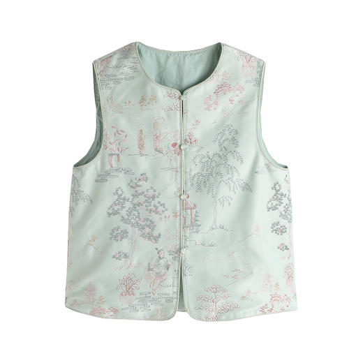 【国风洋气古典风两件套】2024春季新款儿童洋气衬衫国风马甲女童新中式刺绣马甲外套两件套 商品图5