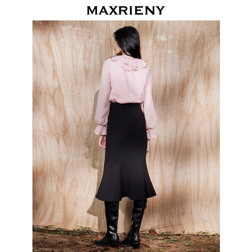 MAXRIENY黑桃钉珠鱼尾裙复古开叉半裙中长半身裙(货号:MC87SK815) 商品图3