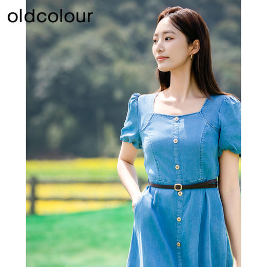 oldcolour欧珂夏季复古牛仔连衣裙港风鱼尾裙女显瘦P22107279 商品图2