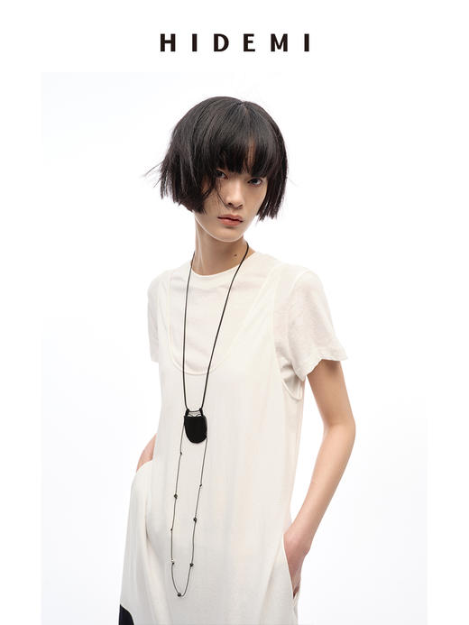 HIDEMI 极简拼接百褶圆领背心连衣裙 商品图6