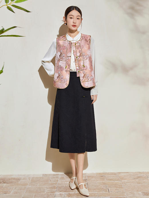 【年货节】熙世界国风花鸟提花马甲高级感流苏玉石盘扣新中式无袖坎肩背心 商品图4