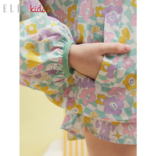 ELLEkids童装 法式蝙蝠袖花朵苞印花外套防晒衣 商品图3