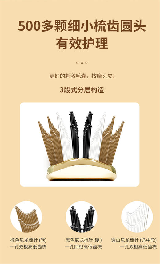 出口海外爆款❗️ 日本宙斯同厂秘密出品👉【MODWAY干湿两用按摩梳】宙斯一把四位数💰 一把️拥有专利的按摩梳👩近500根齿梳采用进口原料 ✅有效刺激毛囊生长头发丨干湿两用❗️可以洗头时做按摩 商品图4