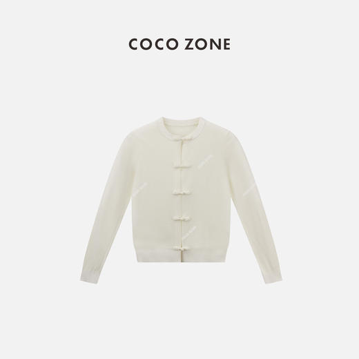 COCO ZONE春秋新中式盘扣针织开衫长袖纯色上衣CC1A0451 商品图0