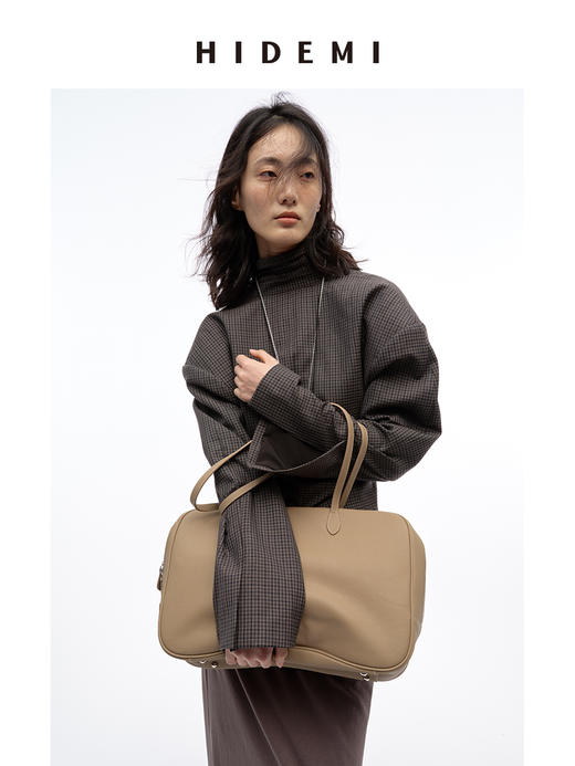 HIDEMI 进口荔枝牛皮togo皮波士顿多功能斜跨手提包 中号 商品图5