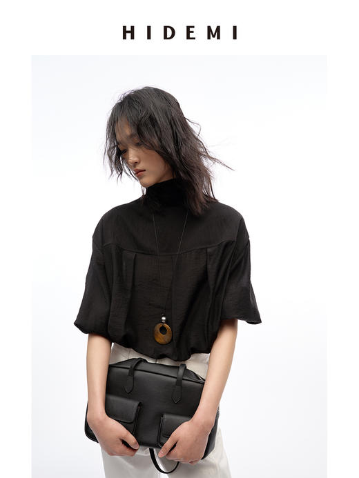 HIDEMI 进口荔枝牛皮togo皮波士顿多功能斜跨手提包 中号 商品图3