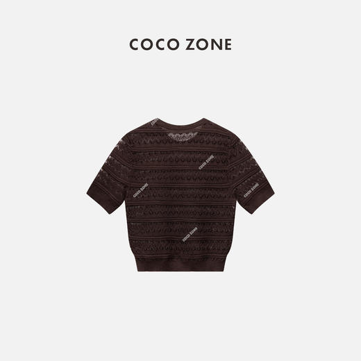 COCO ZONE2024夏季圆领镂空短袖针织衫透气通勤上衣CC1B0779 商品图1