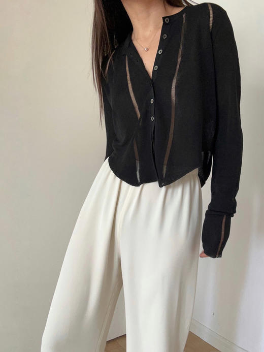 TU｜C04SS24-KW06 醋酸短款针织开衫 [ 黑 / 白 / 灰 ] 商品图7