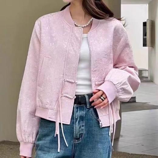 【喜出】9187 提花棒球领休闲盘扣国风外套 商品图2