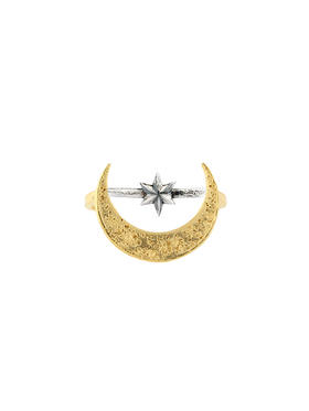 momoko｜gold Crescent Moon vs silver Star Ring [戒指]