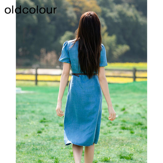 oldcolour欧珂夏季复古牛仔连衣裙港风鱼尾裙女显瘦P22107279 商品图4