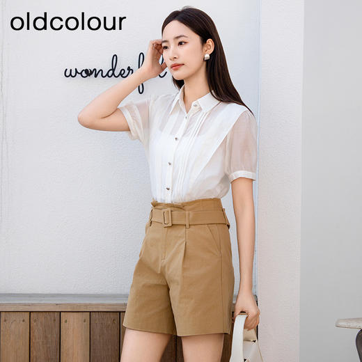 oldcolour欧珂夏季莱赛尔天丝雪纺上衣女小众设计感衬衫P24011191 商品图0