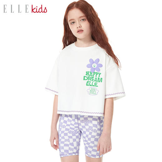 ELLEkids童装 法式休闲发泡印短袖波浪织带 商品图2