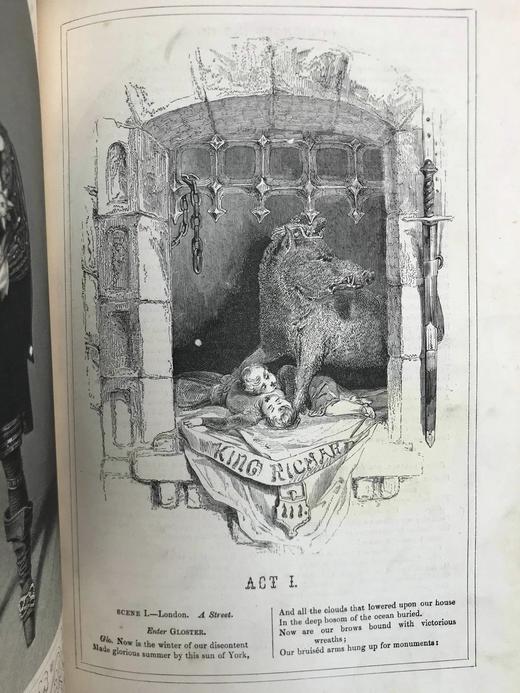 他把理查三世画成猪！约19世纪后期 莎士比亚作品集（历史剧与诗集） 肯尼·梅多斯数百幅版画插图 真皮精装16开 商品图3