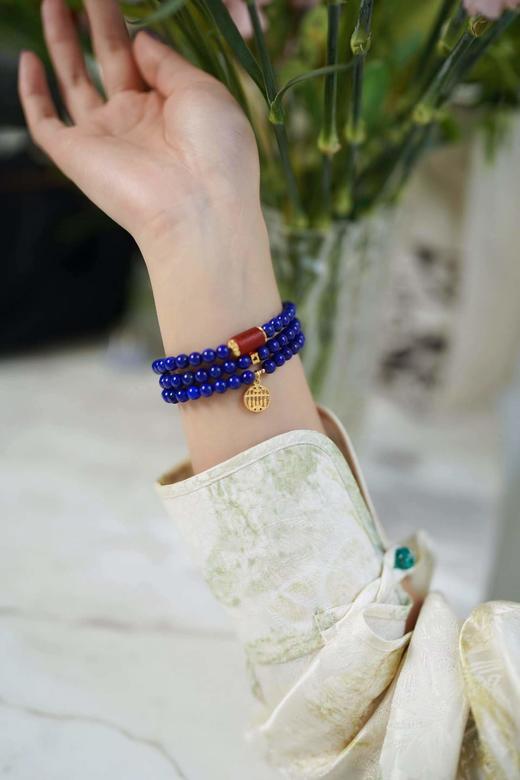 春夏新款青金石手链项链配饰！新中式国风美学穿搭配饰分享！高雅大气青金石 显白吸睛 du家定制款，招财如意，一物一证，品质信赖！与介面新中式搭配 尽显东方女性优雅浪漫 商品图9