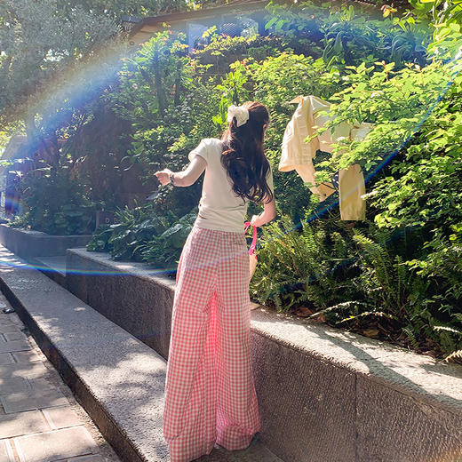 <曾小咸推荐> 【甜心狙击】粉色格子裤 商品图4