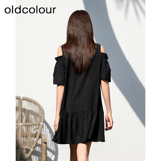oldcolour欧珂女士露肩吊带装饰连衣裙女气质宽松显瘦P23101401 商品图4