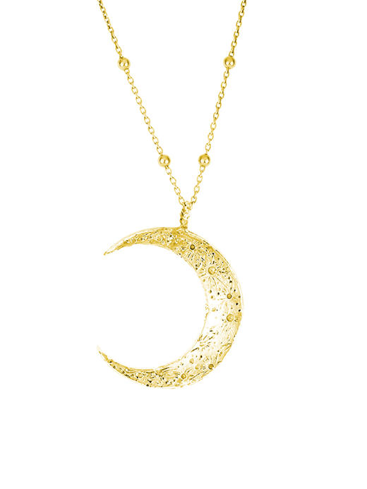 momoko｜35x31mm Large Crescent Moon Necklace with Ball Chain [项链 3色可选] 商品图4