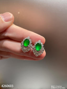 4260603，老坑玻璃帝王绿蛋面耳钉。具体价格微信咨询