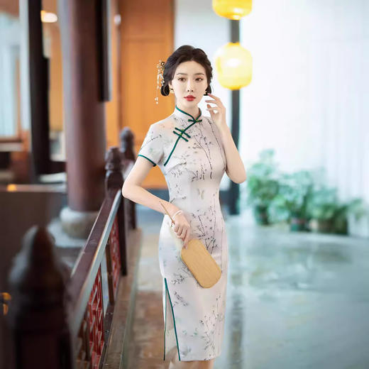 春夏年轻款改良日常修身双层丝绸旗袍裙ZA82297 商品图1