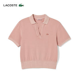 Lacoste法国鳄鱼女装新款时尚短款纯色舒适短袖POLO衫DF7185-10