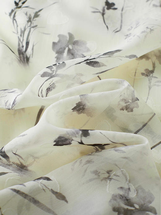 【专属特价】熙世界国风水墨印花连衣裙夏装新款荷叶袖立领新中式改良旗袍裙 商品图3