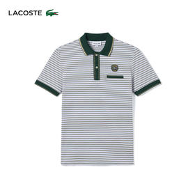 Lacoste法国鳄鱼男士短袖新款时尚条纹简约短袖POLO衫PH1221-10