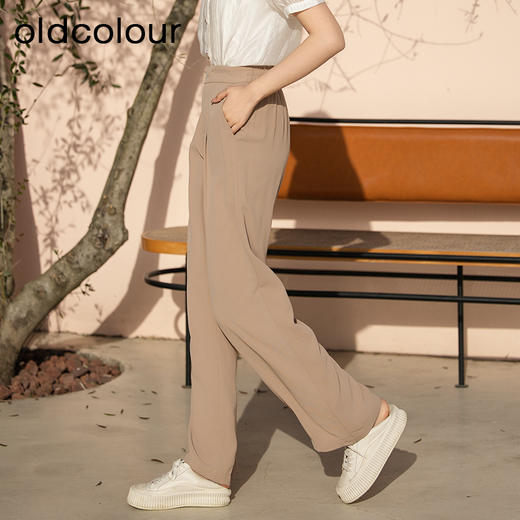 oldcolour欧珂夏季高腰直筒休闲裤女显瘦垂感阔腿裤P24073251 商品图1