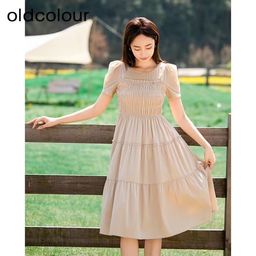 oldcolour欧珂夏季时尚褶皱仙女裙女法式茶歇连衣裙显瘦P23101419 商品图0