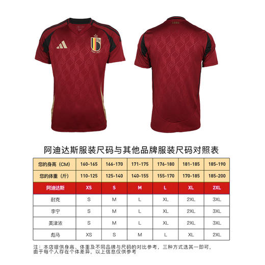 小李子ADIDAS阿迪达斯欧洲杯2024比利时队球迷版主场球衣成人男IQ0769 商品图3
