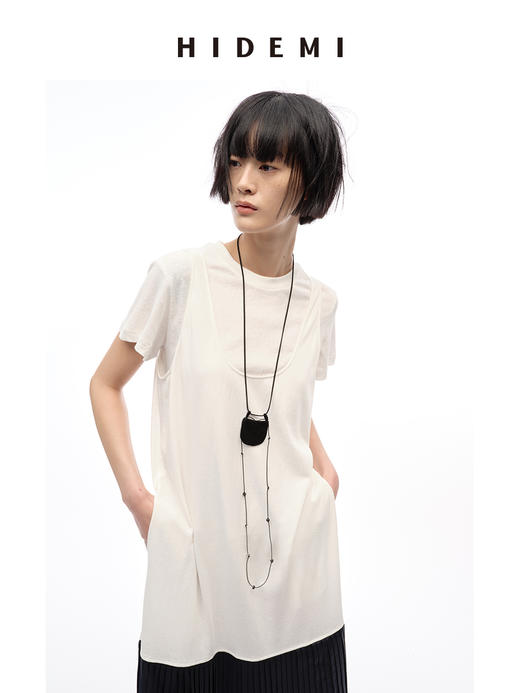 HIDEMI 极简拼接百褶圆领背心连衣裙 商品图5