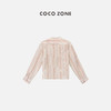 COCO ZONE2024时尚竖条纹长袖衬衫撞色翻领单排扣上衣CC1B0759 商品缩略图1
