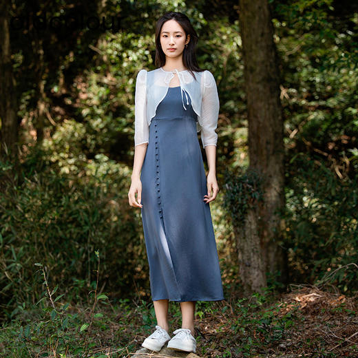 oldcolour欧珂夏季套装连衣裙女荷叶边短款罩衫两件套P26102523 商品图3