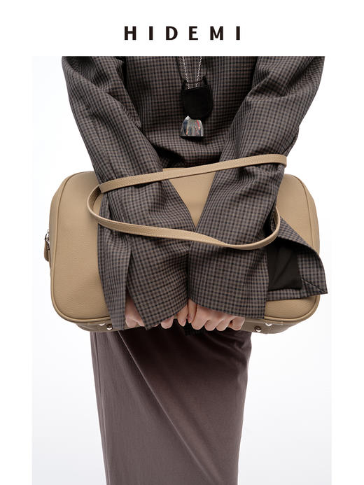 HIDEMI 进口荔枝牛皮togo皮波士顿多功能斜跨手提包 中号 商品图4