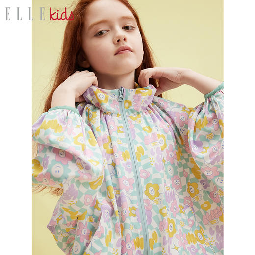 ELLEkids童装 法式蝙蝠袖花朵苞印花外套防晒衣 商品图2