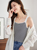 【专属特价】熙世界黑白条纹冰丝针织小吊带女2025夏款内搭外穿无袖背心上衣 商品缩略图3