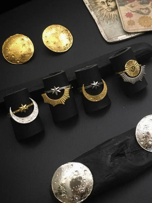 momoko｜silver Crescent Moon vs gold Star Ring [戒指] 商品图1