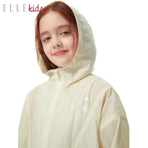 ELLEKIDS 童装 连帽拼色长袖物理防晒运动外套轻薄舒适垂感运动套装 商品图3