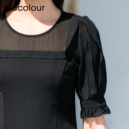 oldcolour欧珂夏季赫本风高级感小黑裙雪纺连衣裙女P27102027 商品图4