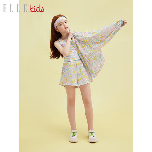 ELLEkids童装 法式蝙蝠袖花朵苞印花外套防晒衣 商品图1