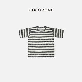 COCO ZONE时尚高级感条纹短袖针织衫圆领套头上衣CC2A0273