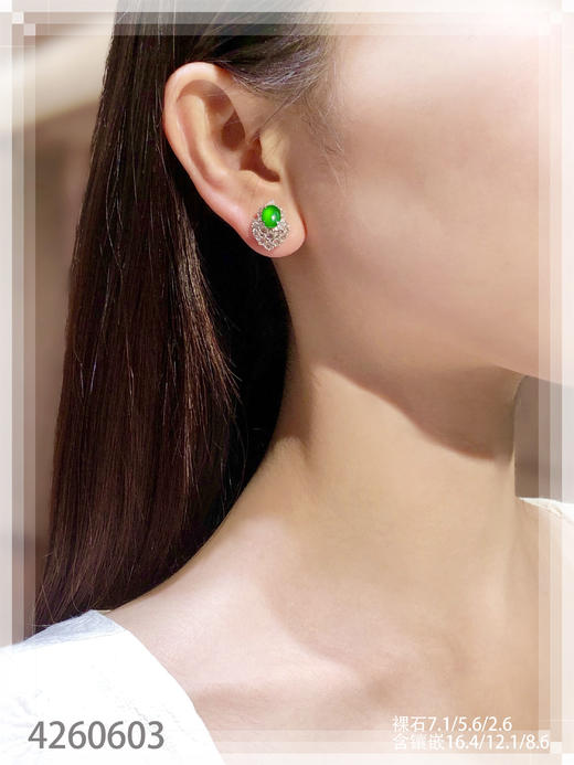 4260603，老坑玻璃帝王绿蛋面耳钉。具体价格微信咨询 商品图4