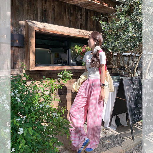 <曾小咸推荐> 【甜心狙击】粉色格子裤 商品图3