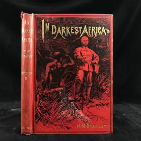 约19世纪后期 亨利·莫顿·斯坦利《最黑暗的非洲》（卷2） 数十幅插图 漆布精装16开