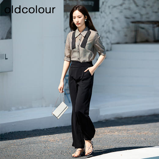 oldcolour欧珂夏季通勤简约舒适短袖衬衫女P24012233 商品图3