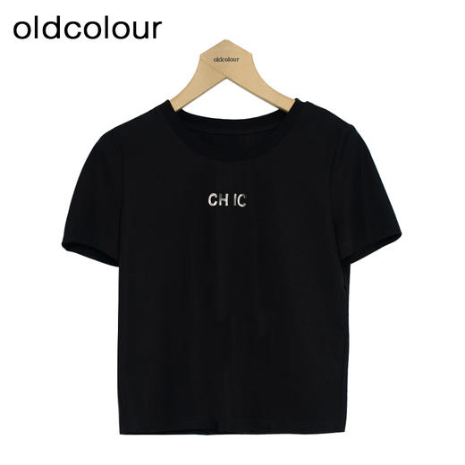 oldcolour夏季新款白色休闲百搭上衣短袖圆领T恤女P22021296 商品图4