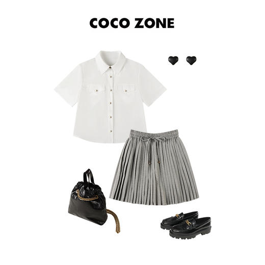 COCO ZONE 夏季通勤风POLO领短袖衬衫 23C18729 商品图4