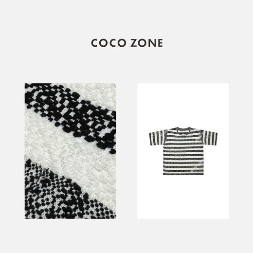 COCO ZONE时尚高级感条纹短袖针织衫圆领套头上衣CC2A0273 商品图2